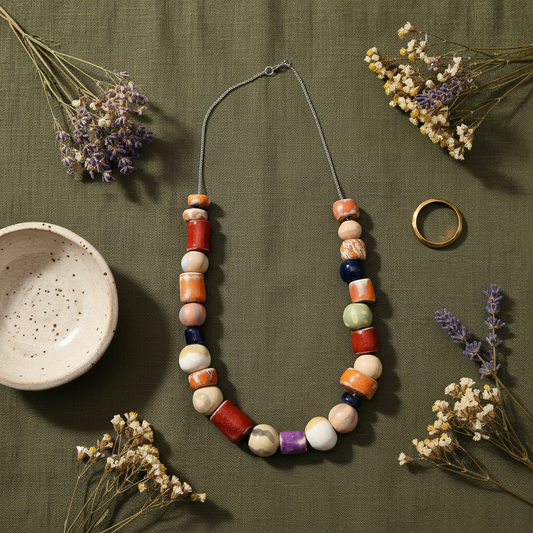 Handmade ceramic statement necklace