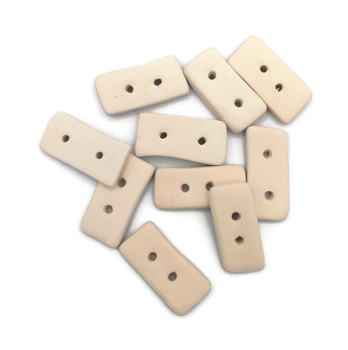 10Pcs Handmade Ceramic Bisque Buttons Ready To Paint, Artisan Blank Rectangle Shaped Sewing Buttons, Diy Craft Kit Gifts For Adults - Ceramica Ana Rafael