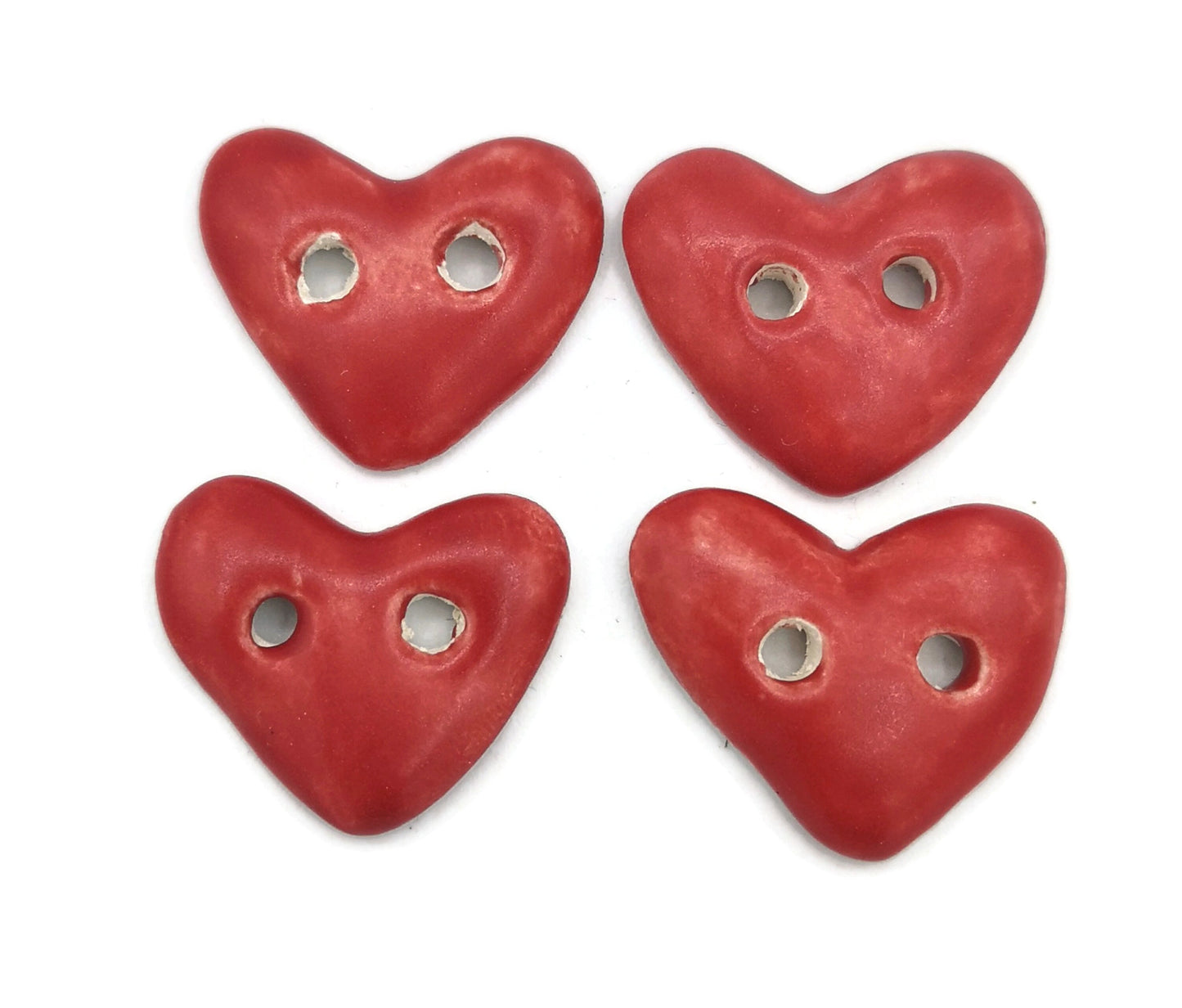 HEART BUTTON, NOVELTY Sewing Buttons, Set Of 4 Heart Shaped Buttons For Crafs, Ventines Day Decor - Ceramica Ana Rafael