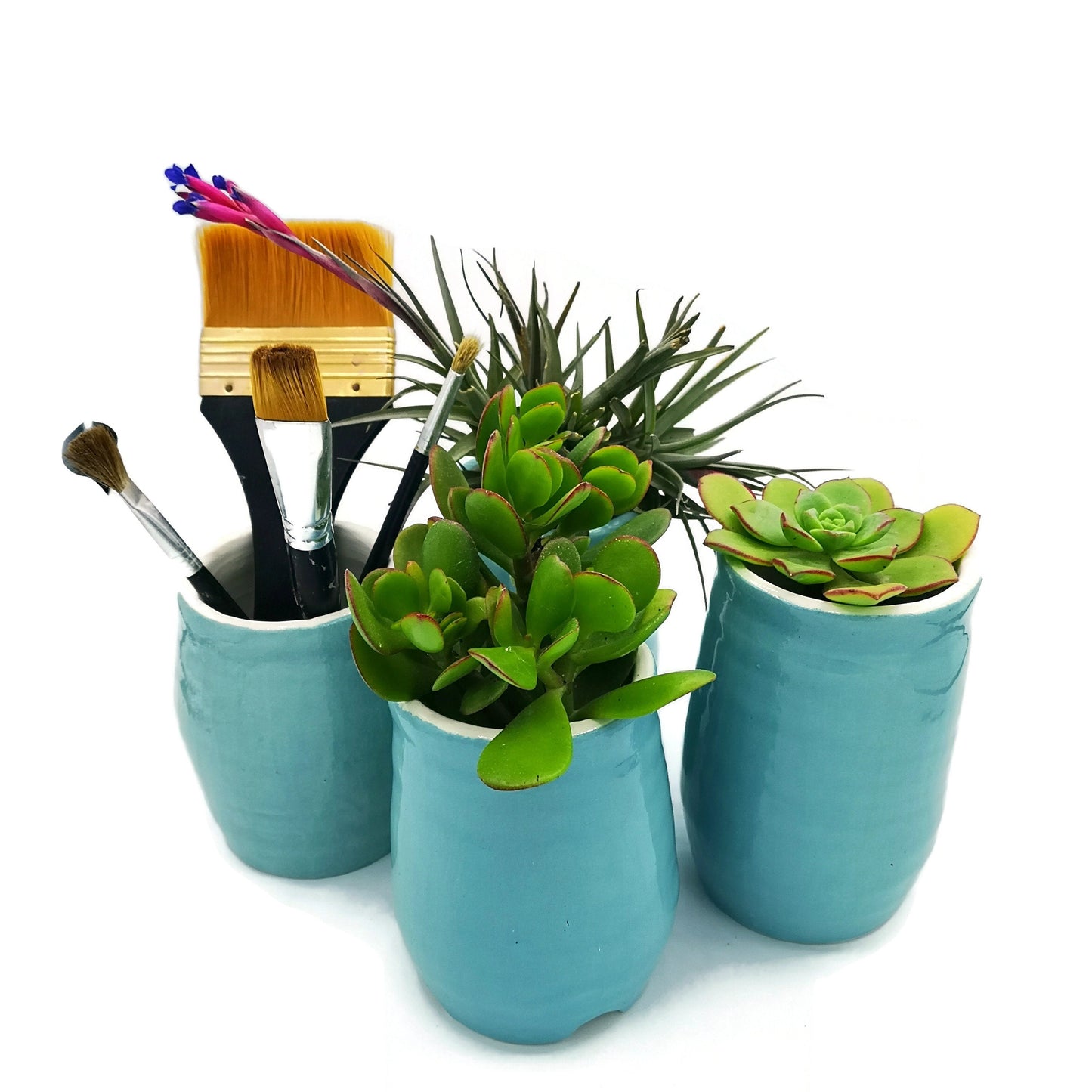 LARGE UTENSIL HOLDER, Handmade Ceramic Succulent Planter Vase With Drainage, Housewarming Gift First Home, Desk Organizer Crock - Ceramica Ana Rafael