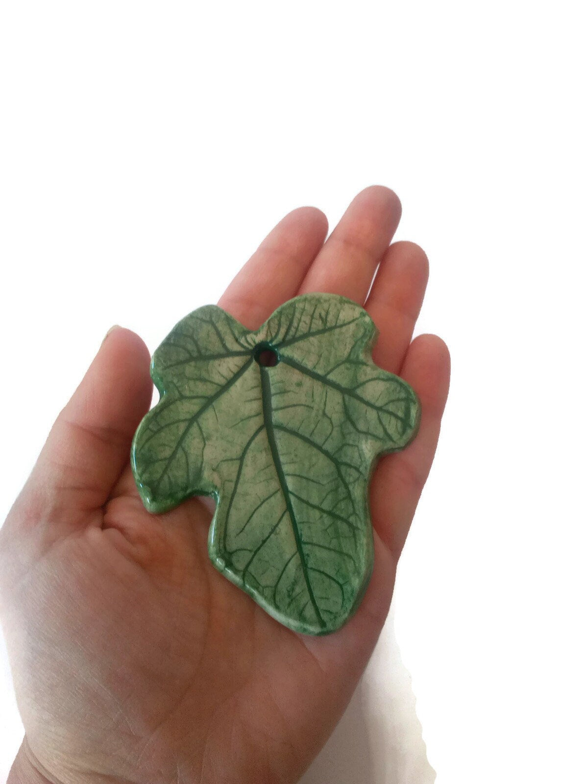 Handmade Ceramics Leaf Necklace Pendant For Jewelry Making, Trending Now, Best Sellers Unique Jewelry Clay Charms For Statement Necklace - Ceramica Ana Rafael