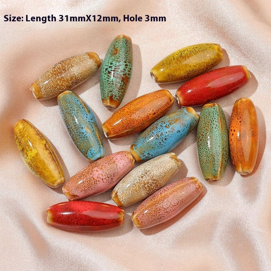 10 Pcs Large Ceramic Bullet Beads – Jewelry Making & Craft Supplies