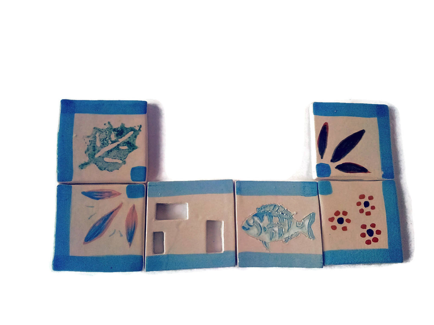 Handmade ceramic Mosaic Tiles, Set Of 6 Ceramic Tile Mural Hanpainted Backsplash Tiles, best sellers Mediterranean Tiles, Portuguese Gifts - Ceramica Ana Rafael
