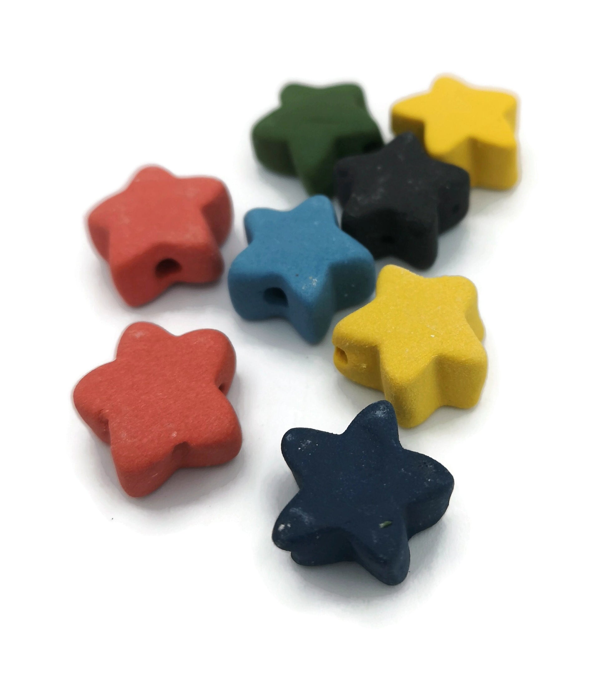 8 Pcs Handmade Ceramic Beads Ready To Ship, Cute Star Shape Assorted Beads For Jewelry Making, Unique Clay Spacer Beads, Most Sold Items - Ceramica Ana Rafael