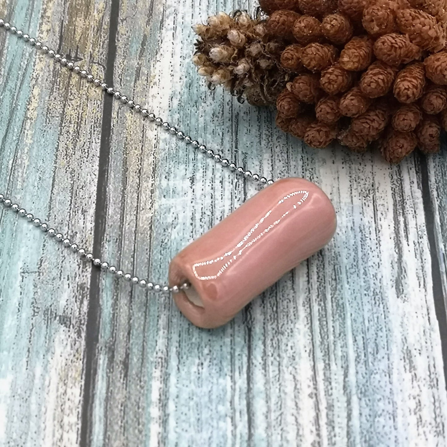Pink Bead Dainty Necklace For Women, Cute Necklace For Mom, Aesthetic Gift For Her, Simple Necklace, Everyday Necklace - Ceramica Ana Rafael