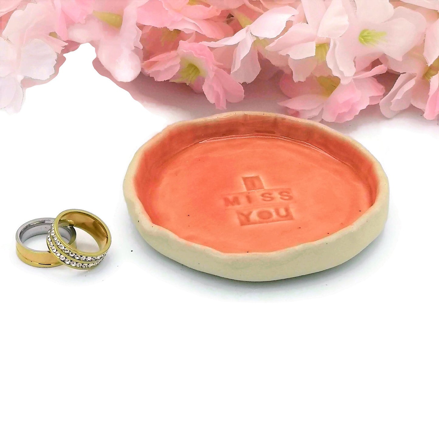 Handmade Ceramic Ring Holder Dish, Ring Organizer, Custom Jewelry Dish I Miss You Gift, Small Trinket Tray, Key Dish, Soap Dish, Candy Dish - Ceramica Ana Rafael