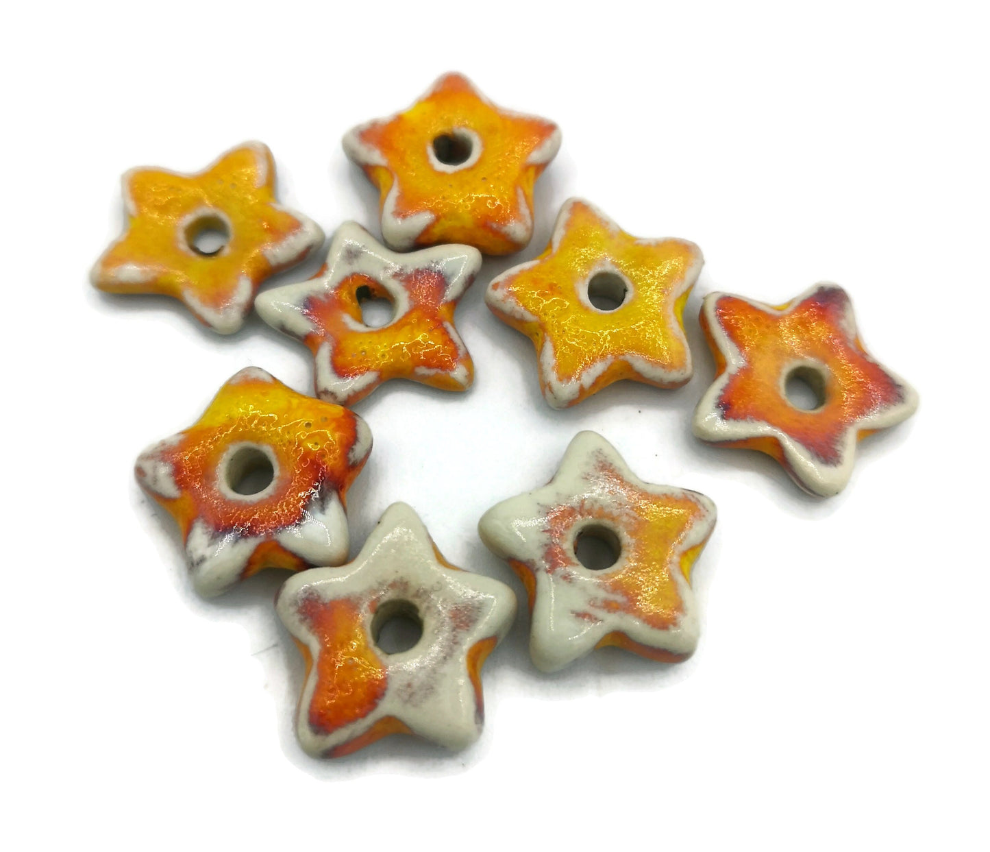 TINY STAR BEADS, 9 Pcs Handmade Ceramic Macrame Beads, Mini Star Charms, Craft Beads For Jewelry Making, Spacer Beads, Unique Clay Beads - Ceramica Ana Rafael