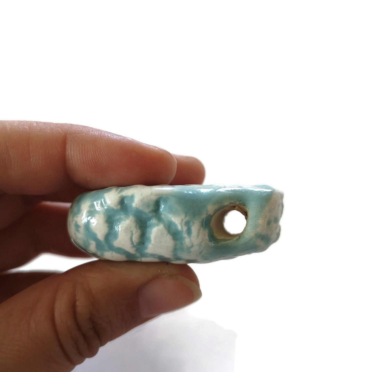 Handmade Ceramic Turquoise Pendant, Unique Jewelry Making Clay Charms, Jumbo Clay Pendant, Most Sold Items Necklace Pendant - Ceramica Ana Rafael