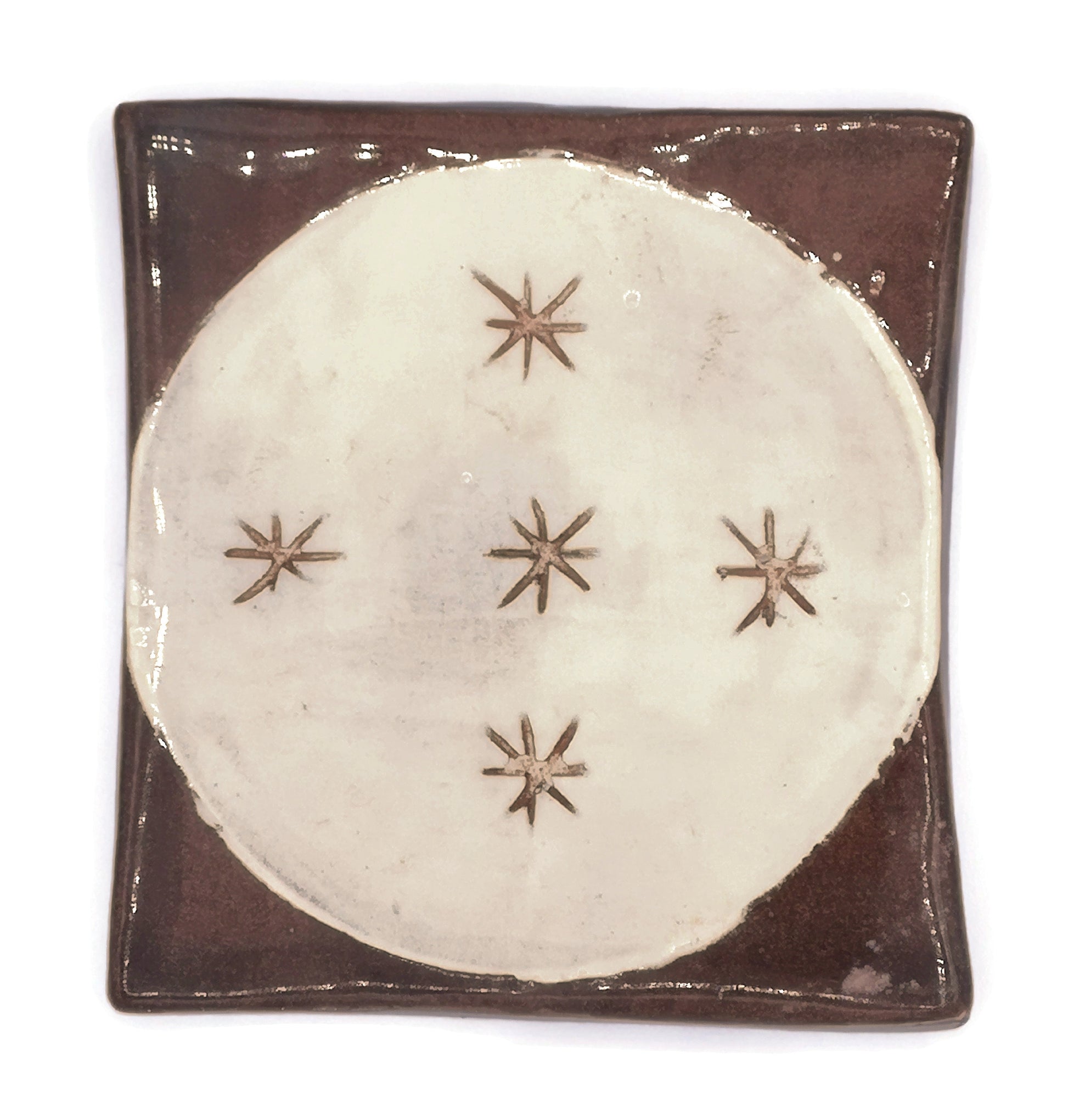 HAND PAINTED TILES, Portuguese Ceramic Art Tile, Small Art Deco Backsplash Tile With Moon Pattern, Housewarming Gift First Home - Ceramica Ana Rafael