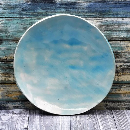 Handmade Ceramic Plate, Portuguese Plates, Round Ceramic Plate Wall Decor Use For Serving Dish, Unique Turquoise Dinner Plates For Display - Ceramica Ana Rafael