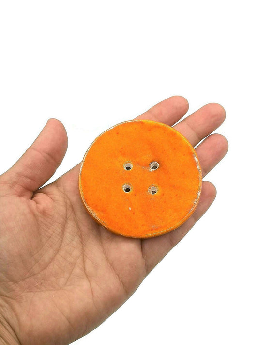 1Pc 65 mm Giant Sewing Buttons, Decorative Novelty Extra Large Buttons for Crafts, Handmade Ceramic Coat Button, Jumbo Orange Button