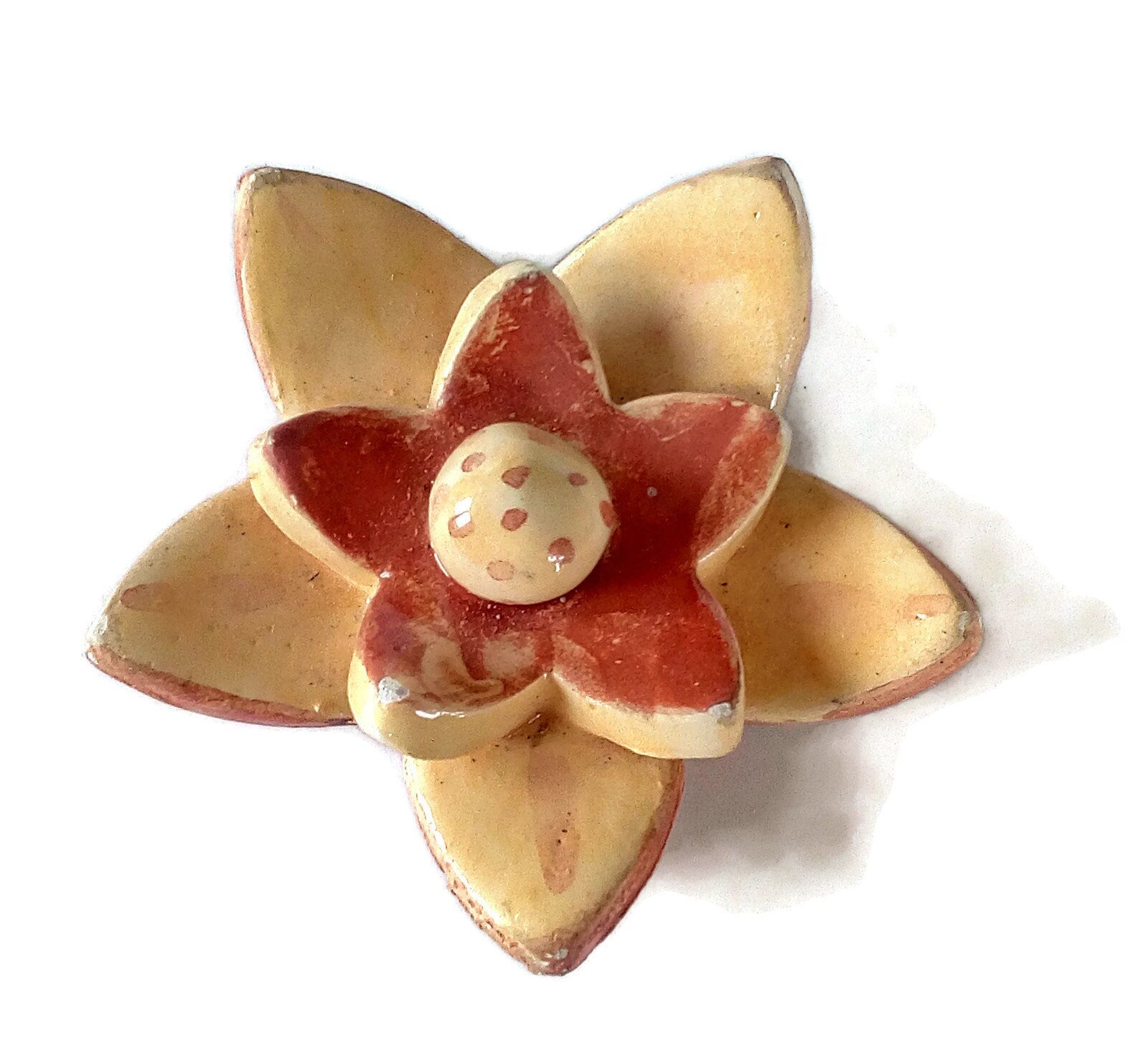 70mm Extra Large Flower Pendant For Jewelry Making, Handmade Ceramic Necklace Pendant, Unique Clay Charms Hand Painted - Ceramica Ana Rafael