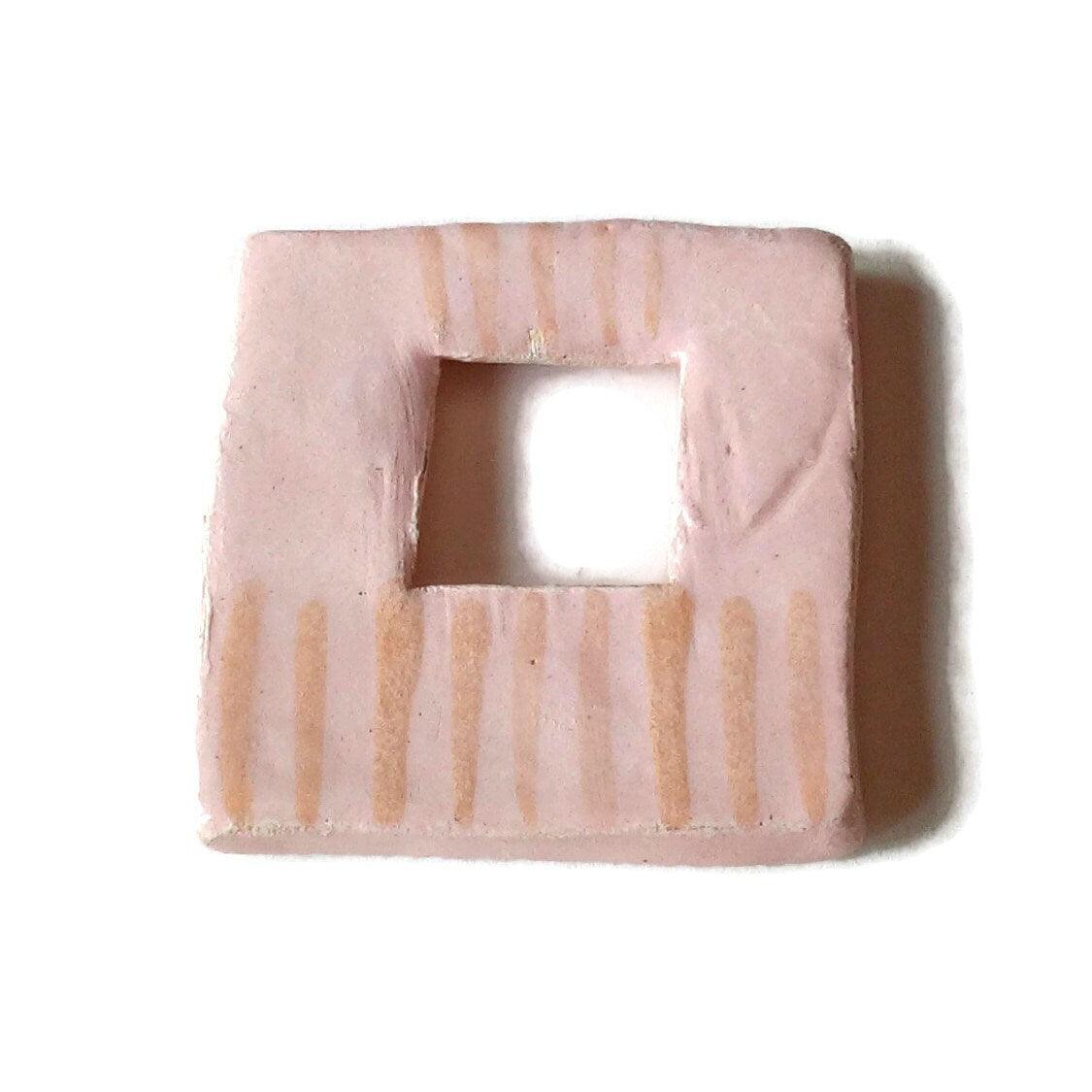 1Pc 50mm Extra Large Square Ceramic Necklace Pendant For Jewelry Making, Handmade Beige Clay Charms, Unique Statement Jewelry Components - Ceramica Ana Rafael