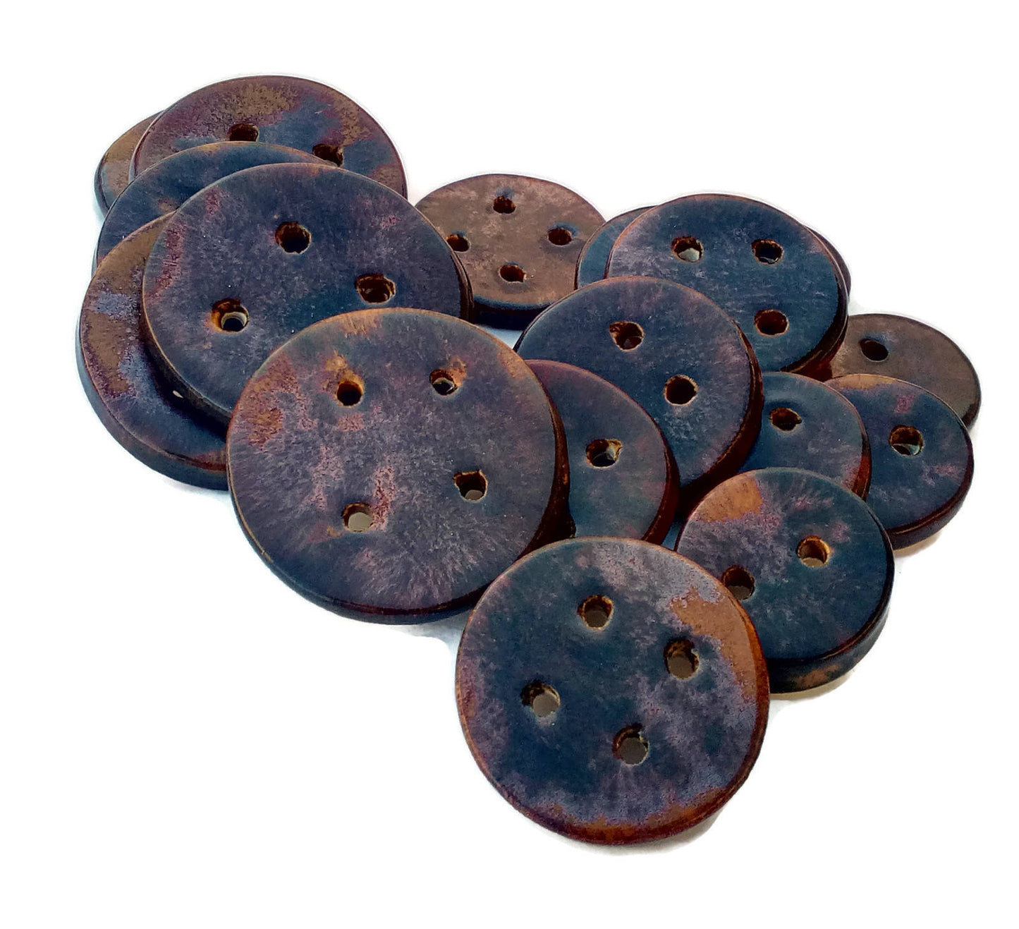 FANCY SEWING BUTTONS For Crafts With Antique Look, Extra Large Round Shaped Ceramic Buttons For Upholstery - Ceramica Ana Rafael