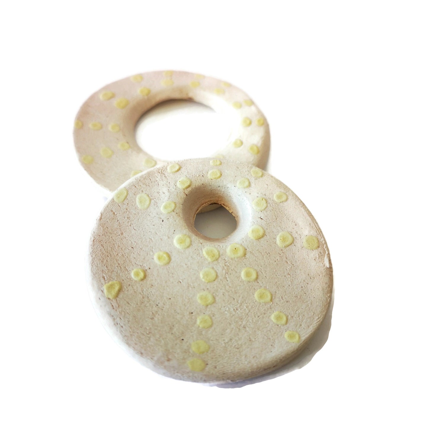 Ceramic Charms For Jewelry making, Geometric Pendant, Circle Shape Clay Pendant For Necklace, Handmade Large Donut Pendant, Clay charms - Ceramica Ana Rafael