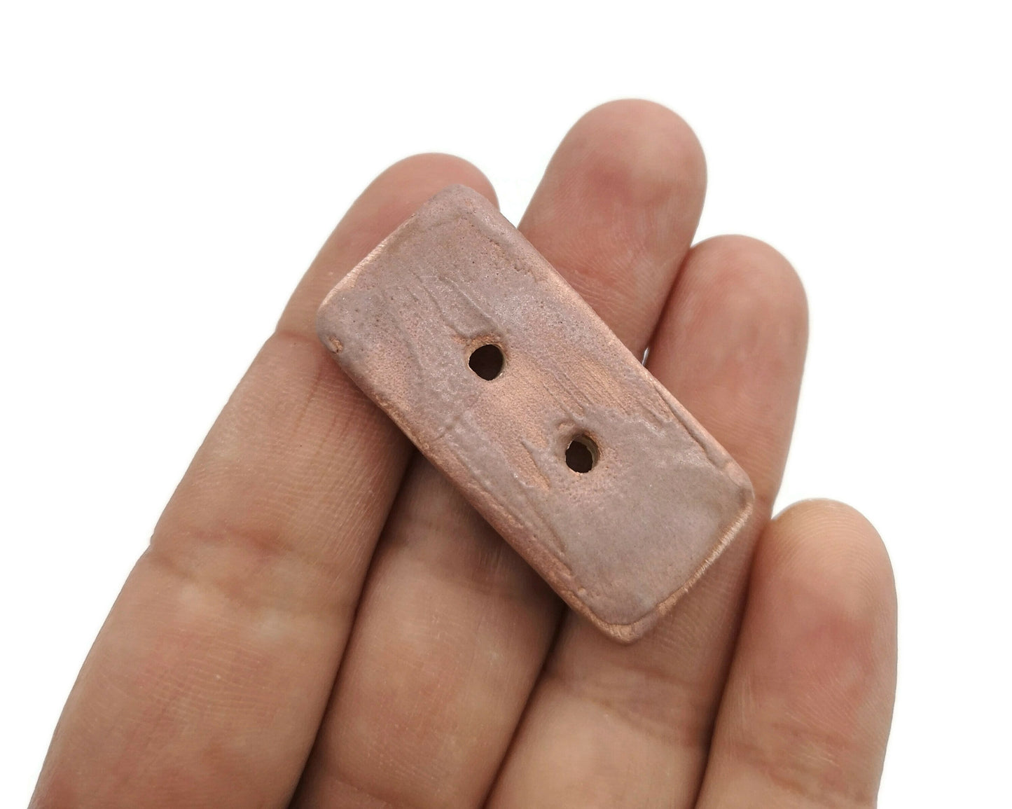 1Pc 40mm Pink Handmade Ceramic Large Sewing Buttons For Crafts, Rectangle Backpack Buttons, Unique Coat Buttons Cute - Ceramica Ana Rafael