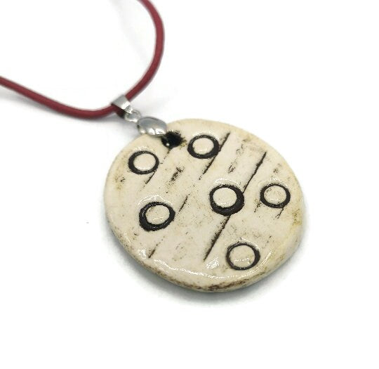 1Pc 35/45mm Handmade Ceramic Textured Necklace Pendant For Jewelry Making, Large Circle Modern Clay Charms Round Shape, Vintage Lace Texture - Ceramica Ana Rafael