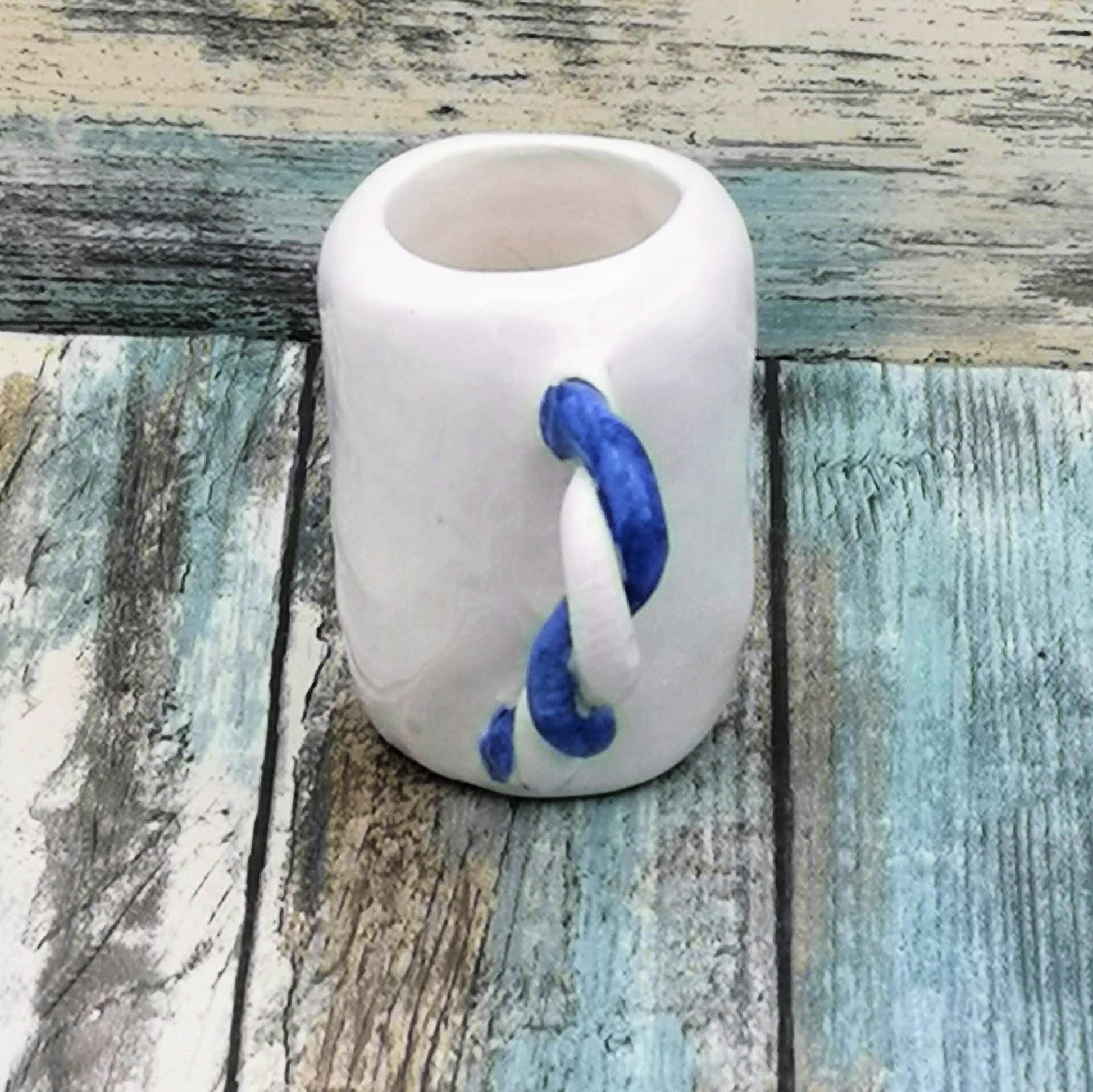 Handmade Ceramic Espresso Cup Hand Painted Blue, Fathers Day Best Gifts For Him, Coffee Lover Gift, Dad Birthday Gift - Ceramica Ana Rafael