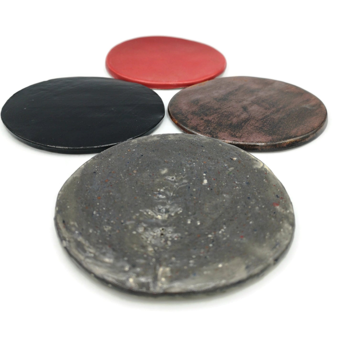 4Pc Assorted Handmade Round Cramic Coaster Tiles With Cork Back To Protect Your Office Desk, Colorful Mosaic Drink Coasters - Ceramica Ana Rafael