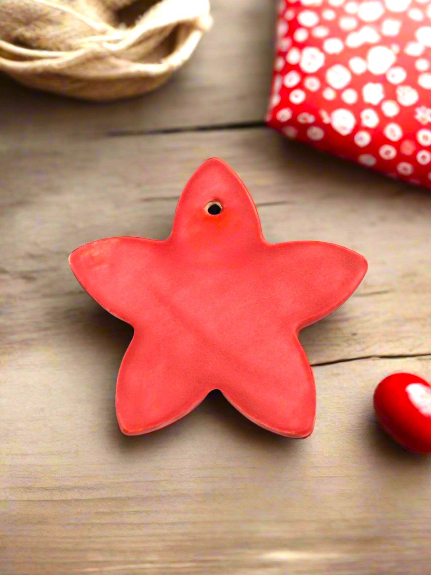 1Pc Handmade Ceramic Star Gift Tags All Occasion, Clay Christmas Ornaments Reusable, Holiday Artisan Celestial Home Decor, Party Favors
