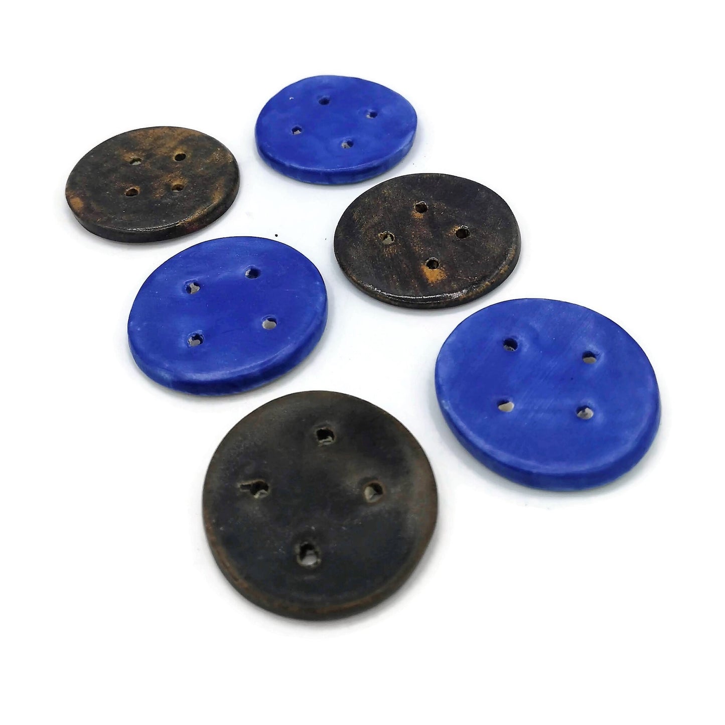 6Pc 55mm Extra Large Sewing Buttons For Crafts, Handmade Ceramic Round Novelty Buttons, Coat Button Lot For Clothes And Home Decor - Ceramica Ana Rafael
