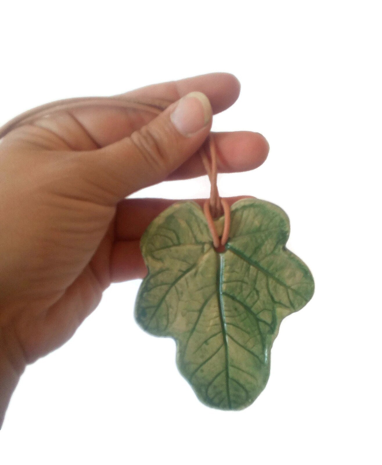 Handmade Ceramics Leaf Necklace Pendant For Jewelry Making, Trending Now, Best Sellers Unique Jewelry Clay Charms For Statement Necklace - Ceramica Ana Rafael