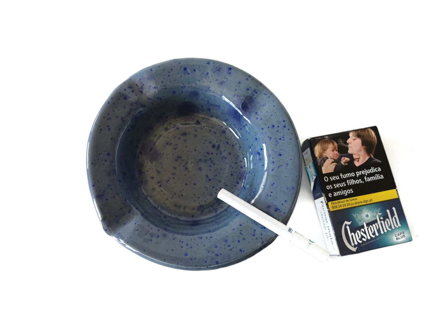 CERAMIC ASHTRAY, MODERN Ashtray, Handmade Dark Blue Pottery Cigar Ashtray - Ceramica Ana Rafael