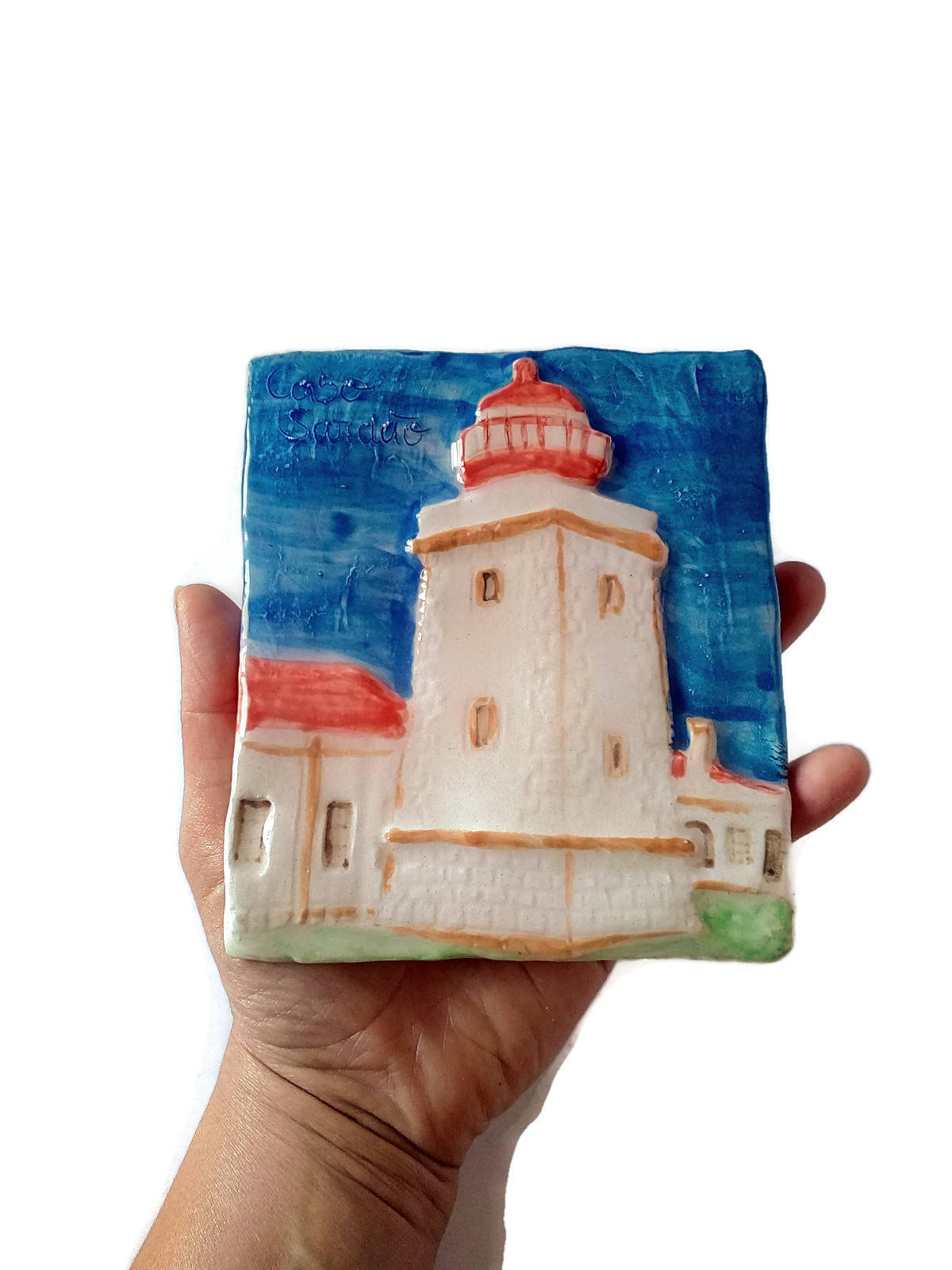 CERAMIC TILE WALL Decor, Decorative Art Tiles, Hand Painted Portuguese Lighthouse Housewarming Gift First Home - Ceramica Ana Rafael