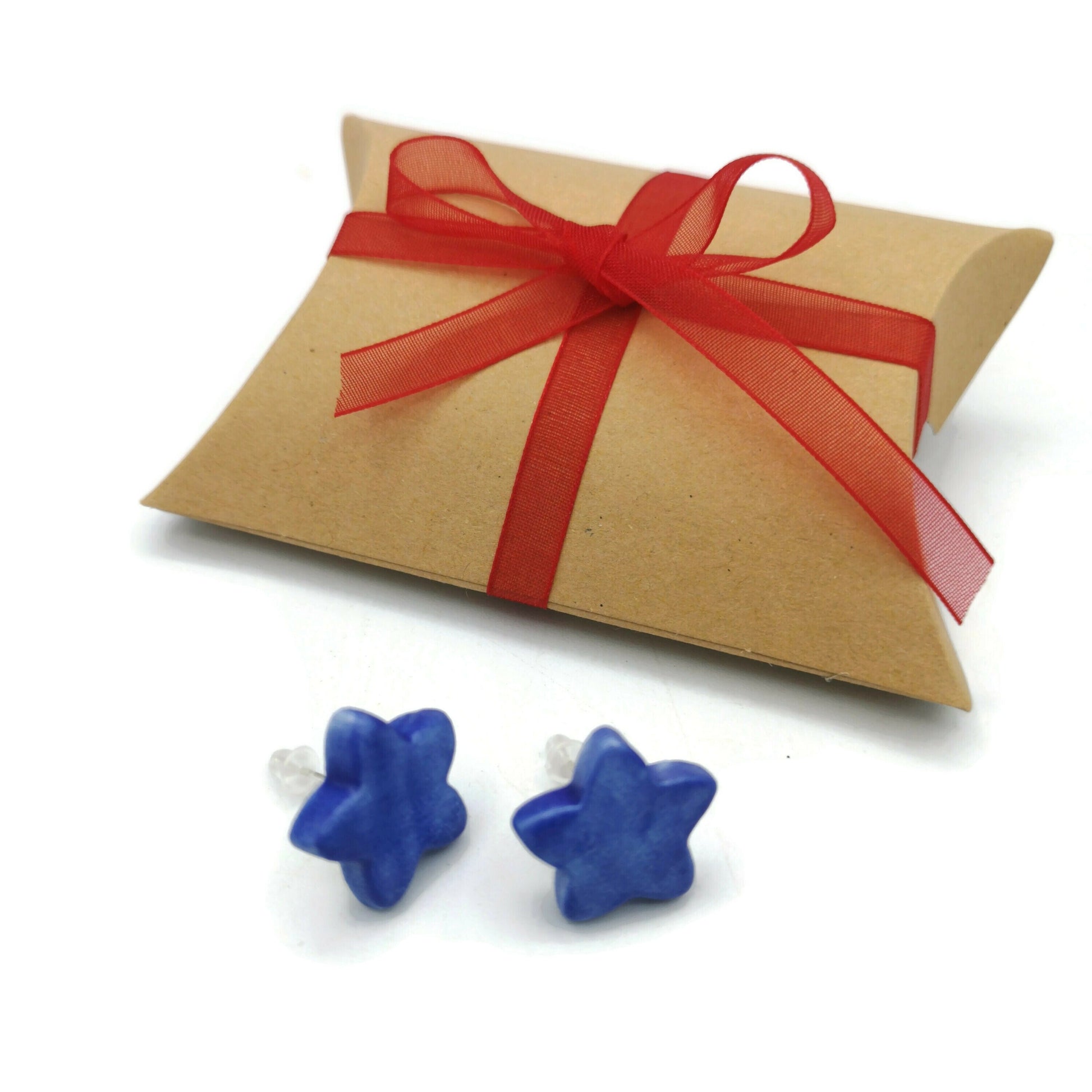 Blue Star Stud Earrings For Women, Handmade Ceramic Jewelry, Novelty Best Gifts for Her, mom birthday gift - Ceramica Ana Rafael