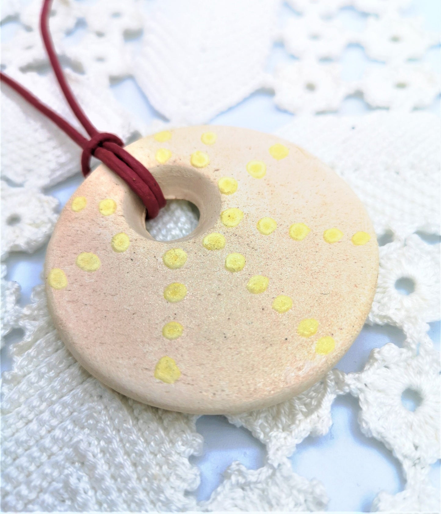 Ceramic Charms For Jewelry making, Geometric Pendant, Circle Shape Clay Pendant For Necklace, Handmade Large Donut Pendant, Clay charms - Ceramica Ana Rafael