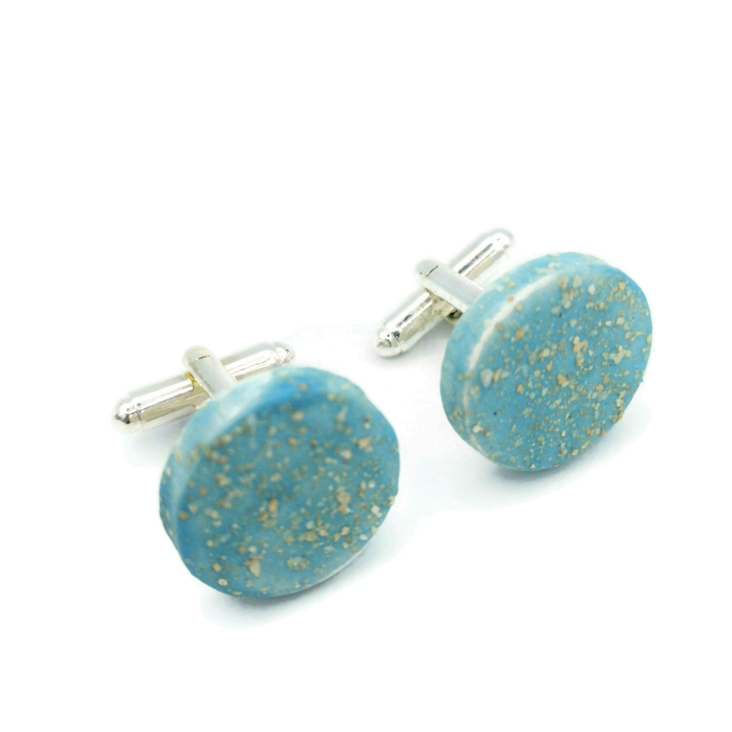 turquoise blue cufflinks for men, valentines day gift for boyfriend, 9th anniversary gift for husband, best gifts for him - Ceramica Ana Rafael