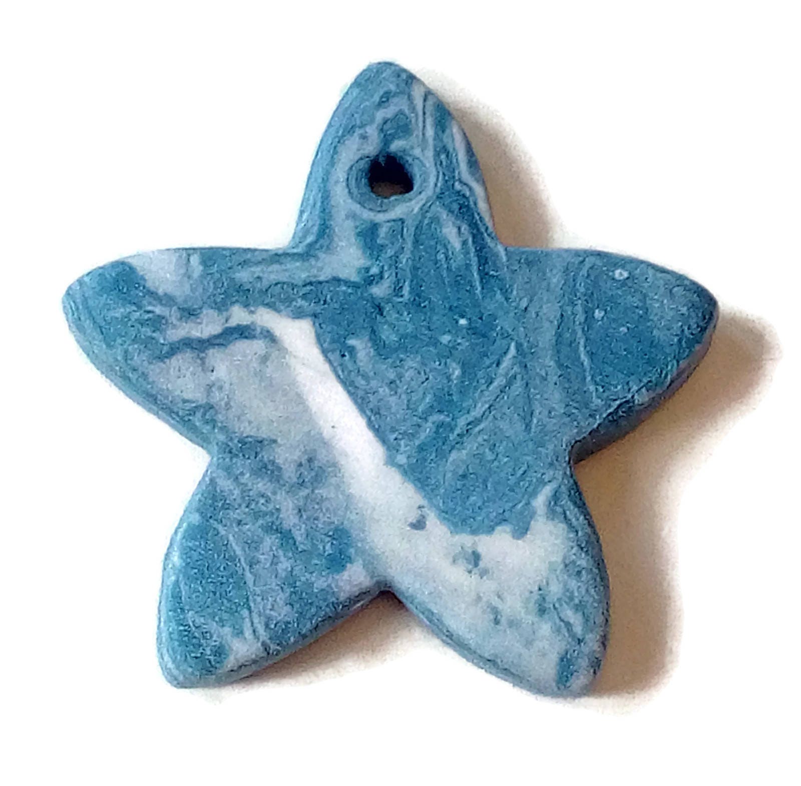 DESIGNER CHARMS, UNIQUE Jewelry Charms, Large Star Pendant, Handmade Ceramic Components, Custom Pendant Turquoise Blue, Clay Charms - Ceramica Ana Rafael