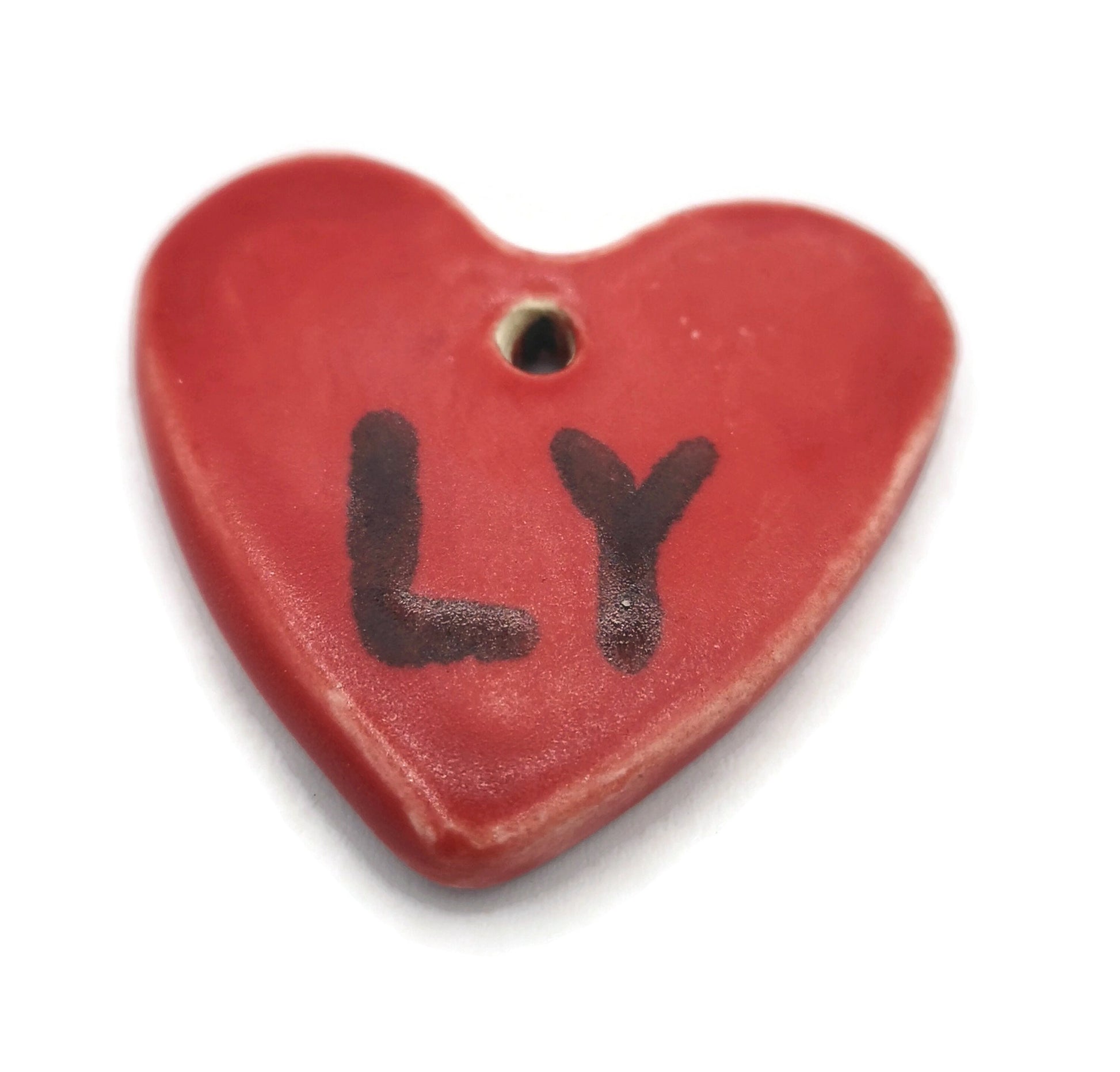 Handmade Ceramic Red Heart Charms For Jewelry Making, Love Charm Pendant For Necklace, Love You Clay Charms - Ceramica Ana Rafael