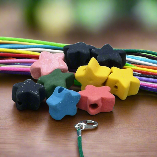 9Pc 15mm Handmade Ceramic Star Beads For Jewelry Making, Assorted Pastel Macrame Beads Large Hole 2mm, Colorful Unique Clay Beads For Crafts