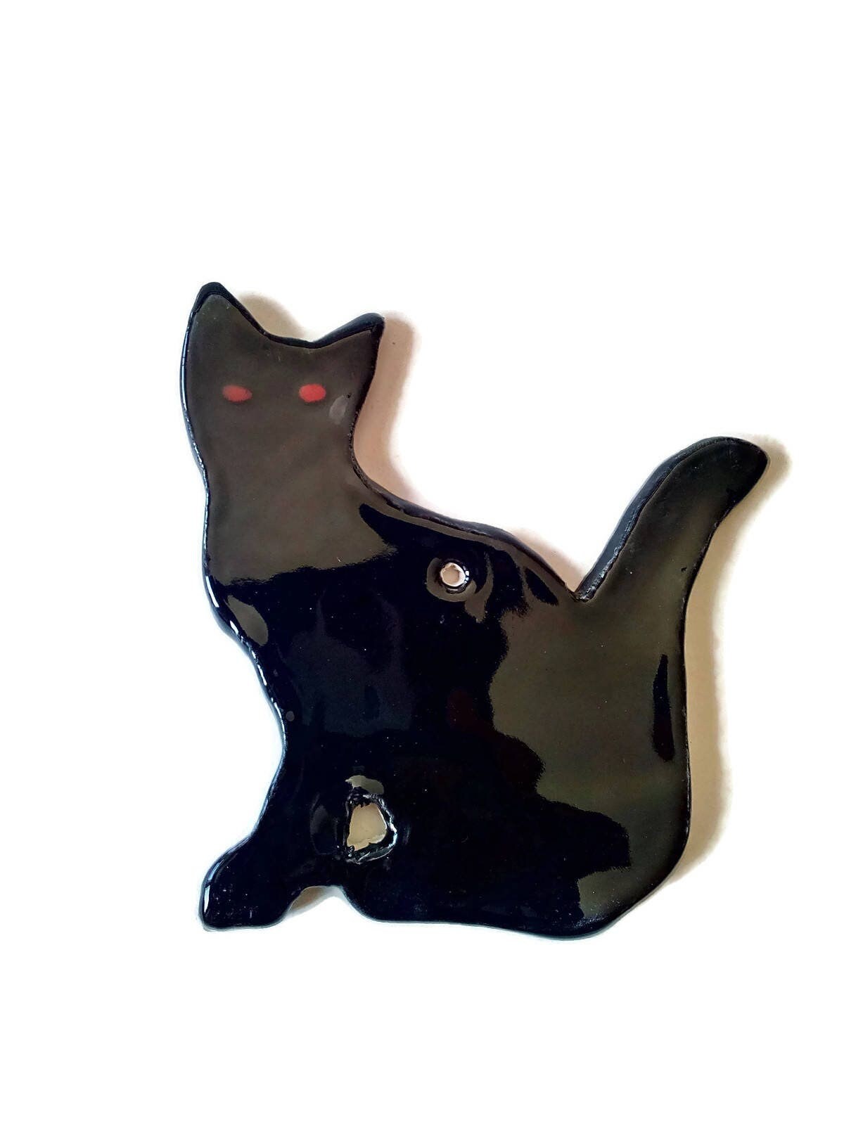 3Pc Handmade Ceramic Black Cat Wall Hanging, Cat Lover Gift For Mom, Lucky Cat Gift For Women, Halloween Ornament, Cat Wall Art Best Sellers - Ceramica Ana Rafael