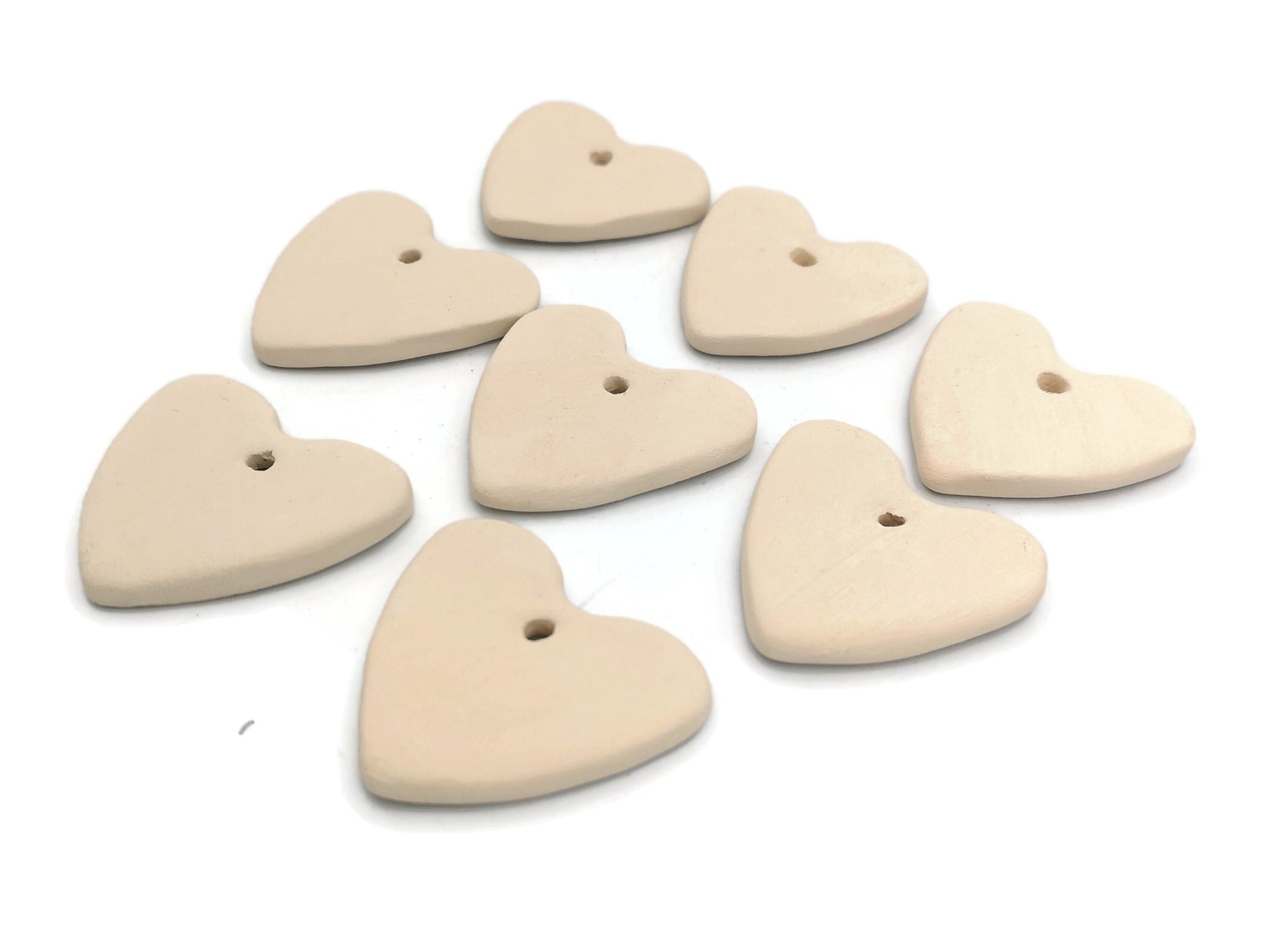 8Pc Handmade Hang Tags, Blank Heart Unpainted Ceramic Bisque Ready To Paint, Mothers Day Guft For Mom, Best Sellers Valentines Day gift - Ceramica Ana Rafael