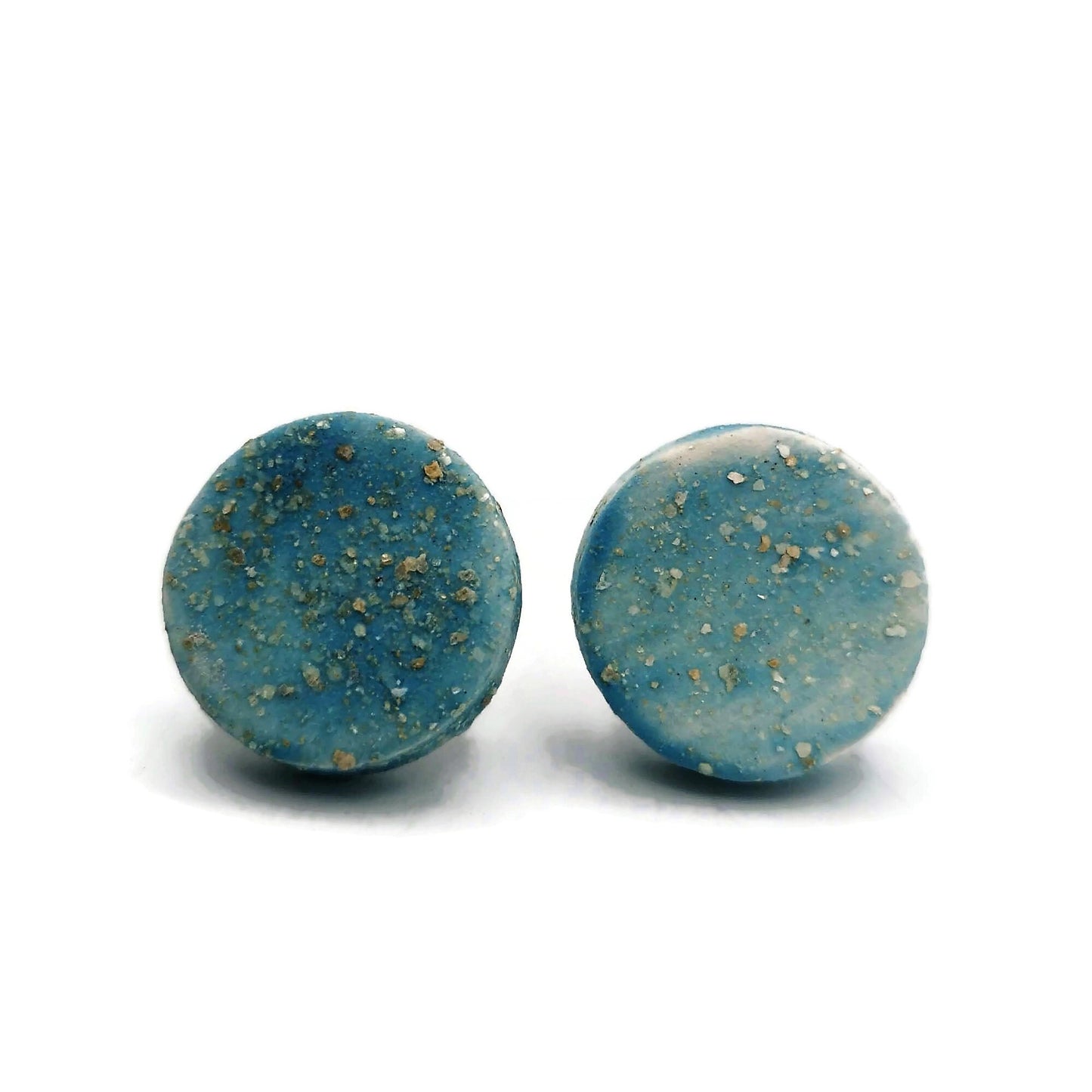 Pendientes de cerámica minimalistas, mejores regalos lindos para ella, joyería delicada regalo de cumpleaños de mamá de la hija, aretes pequeños de color azul turquesa