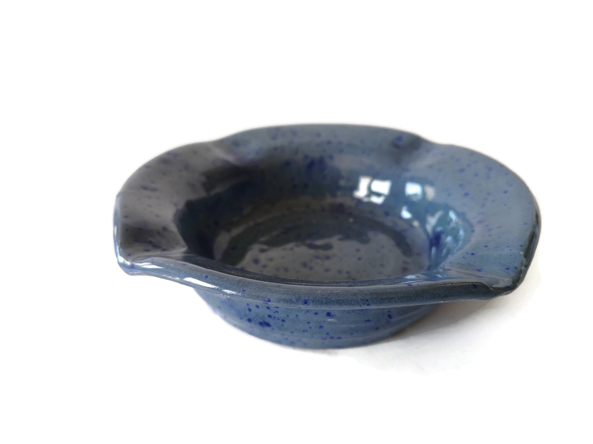 CERAMIC ASHTRAY, MODERN Ashtray, Handmade Dark Blue Pottery Cigar Ashtray - Ceramica Ana Rafael