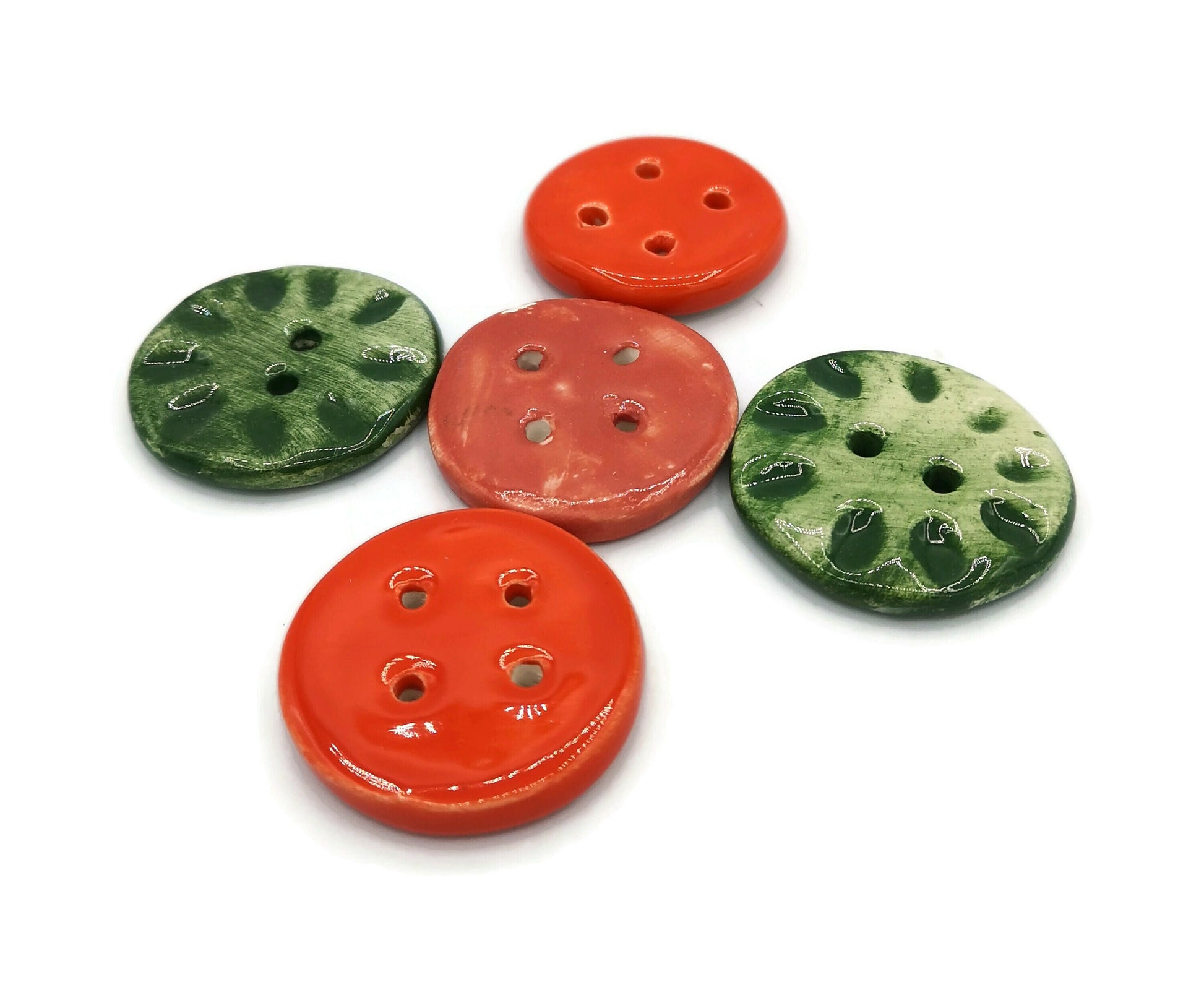 Unique Sewing Buttons, 5 Pcs Elegant Sewing Supplies And Notions, Handmade Ceramic Round Buttons Antique Look, Best Sellers Jewelry Making - Ceramica Ana Rafael