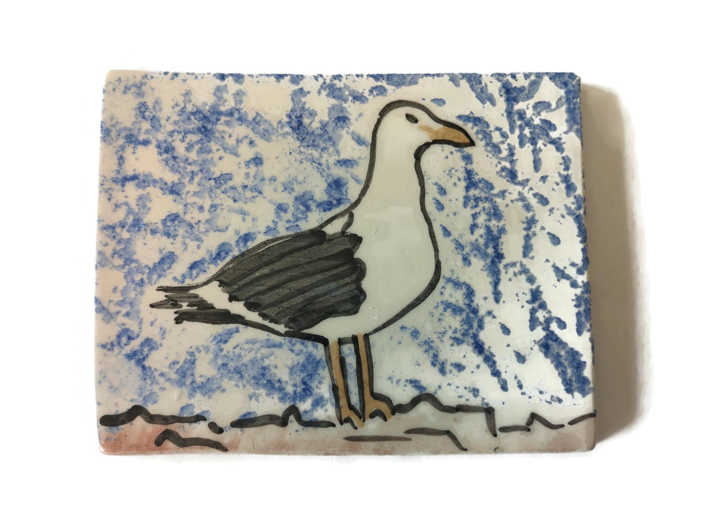 handmade ceramic bird tile, seagull wall decor, handpainted tiles for backsplash, bird lover gifts for men, Best Gifts For Him - Ceramica Ana Rafael