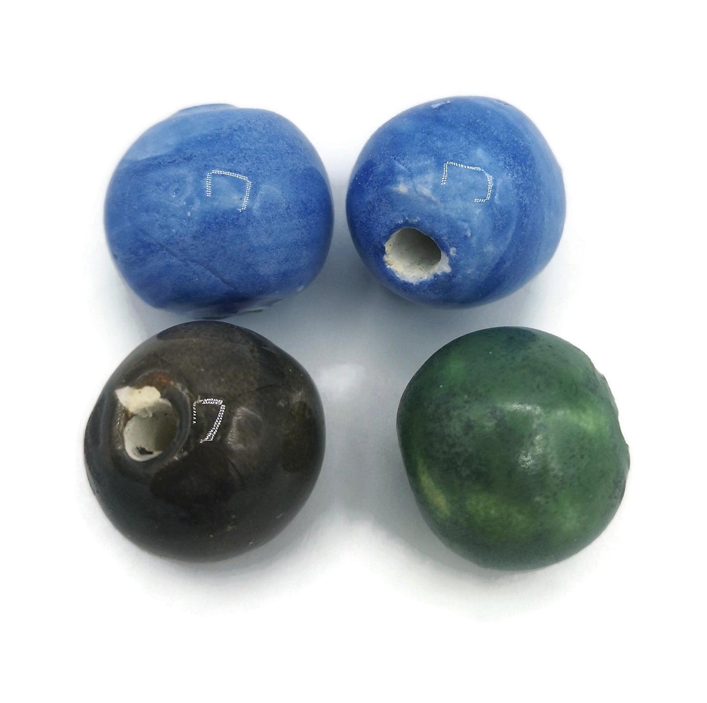 4Pcs 15mm Large Handmade Ceramic Beads For Jewelry making, Unique Bubblegum Beads, Clay Craft Beads Decorative, Mixed Round Colorful Beads - Ceramica Ana Rafael