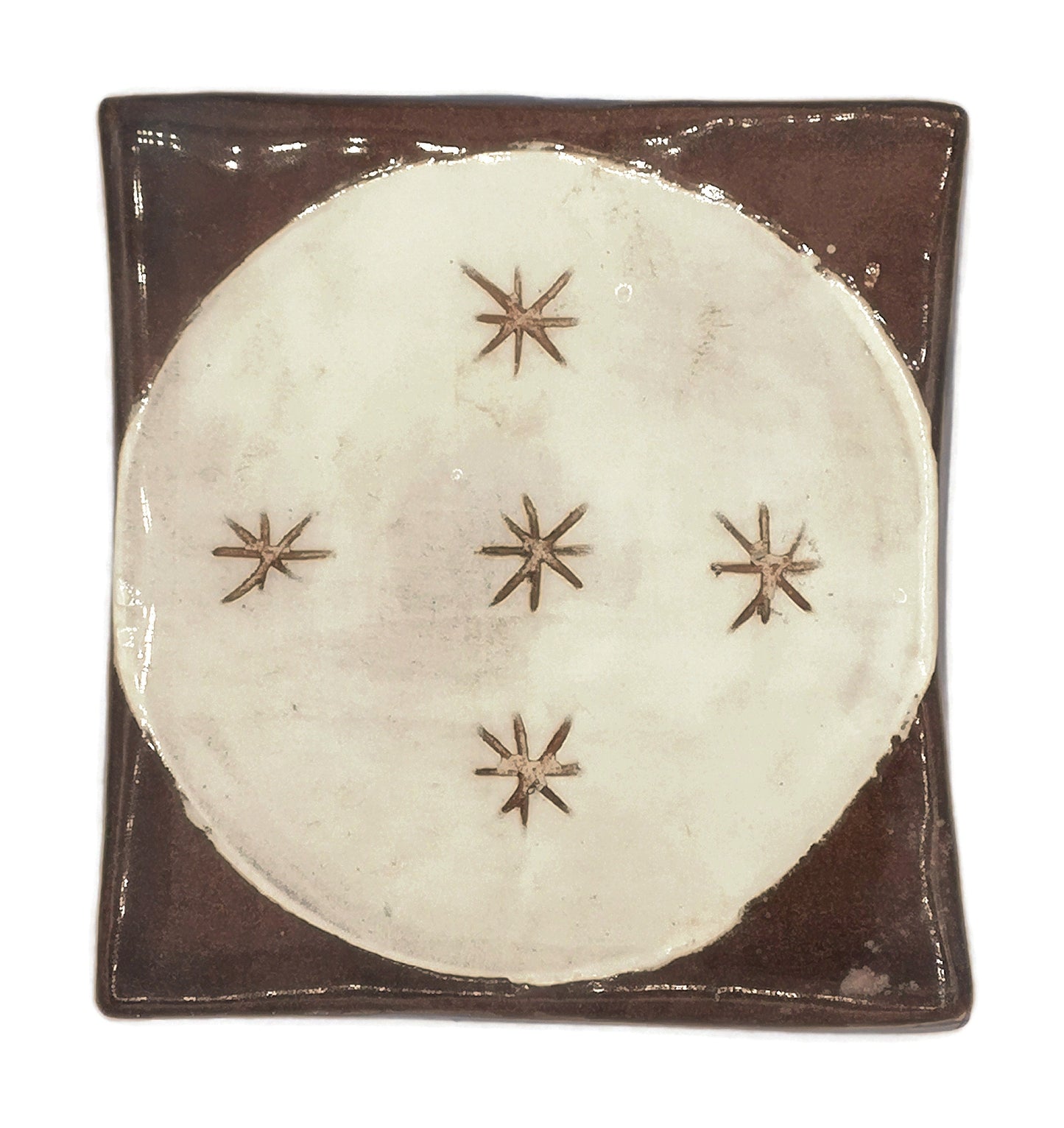HAND PAINTED TILES, Portuguese Ceramic Art Tile, Small Art Deco Backsplash Tile With Moon Pattern, Housewarming Gift First Home - Ceramica Ana Rafael