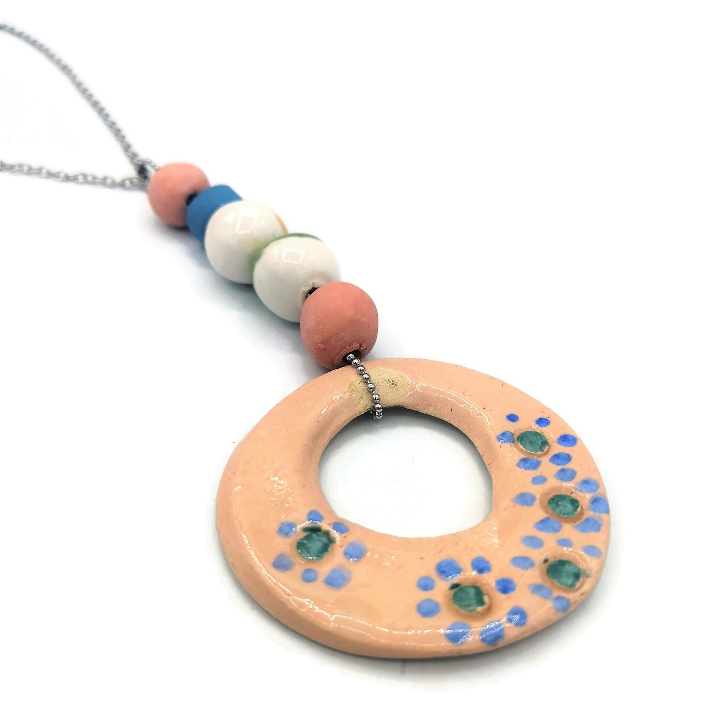 Statement Ceramic Pendant Necklace For Women, Everyday Beaded Necklace Best Gifts For Her, Best Sellers Unique Handmade Jewelry For Her - Ceramica Ana Rafael