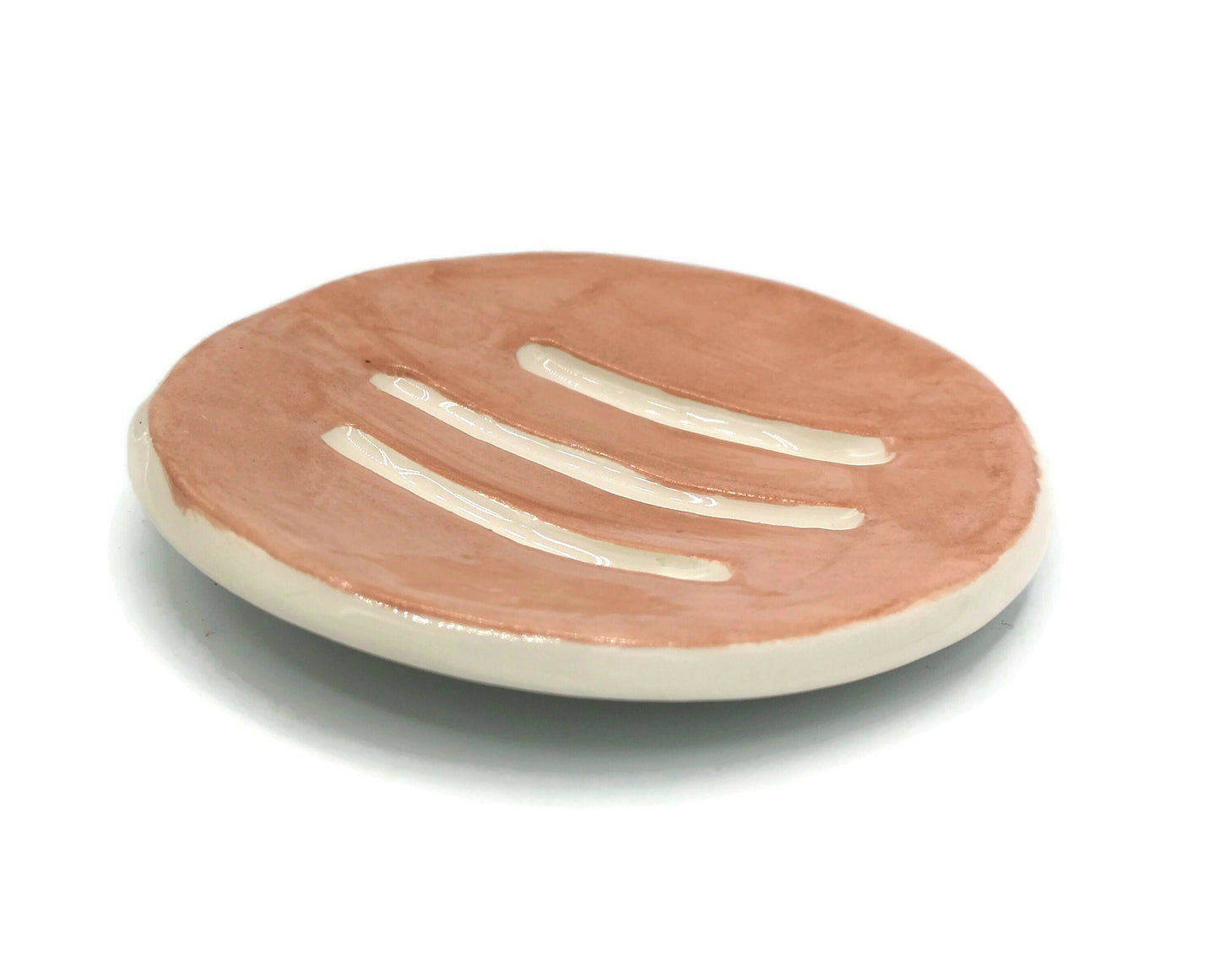 12cm/4.72in Handmade Ceramic Round Pink Soap Bar Holder For Bathroom Decor, Clay Soap Dish Drain, Eco Friendly Zero Waste Pottery Soap Tray - Ceramica Ana Rafael