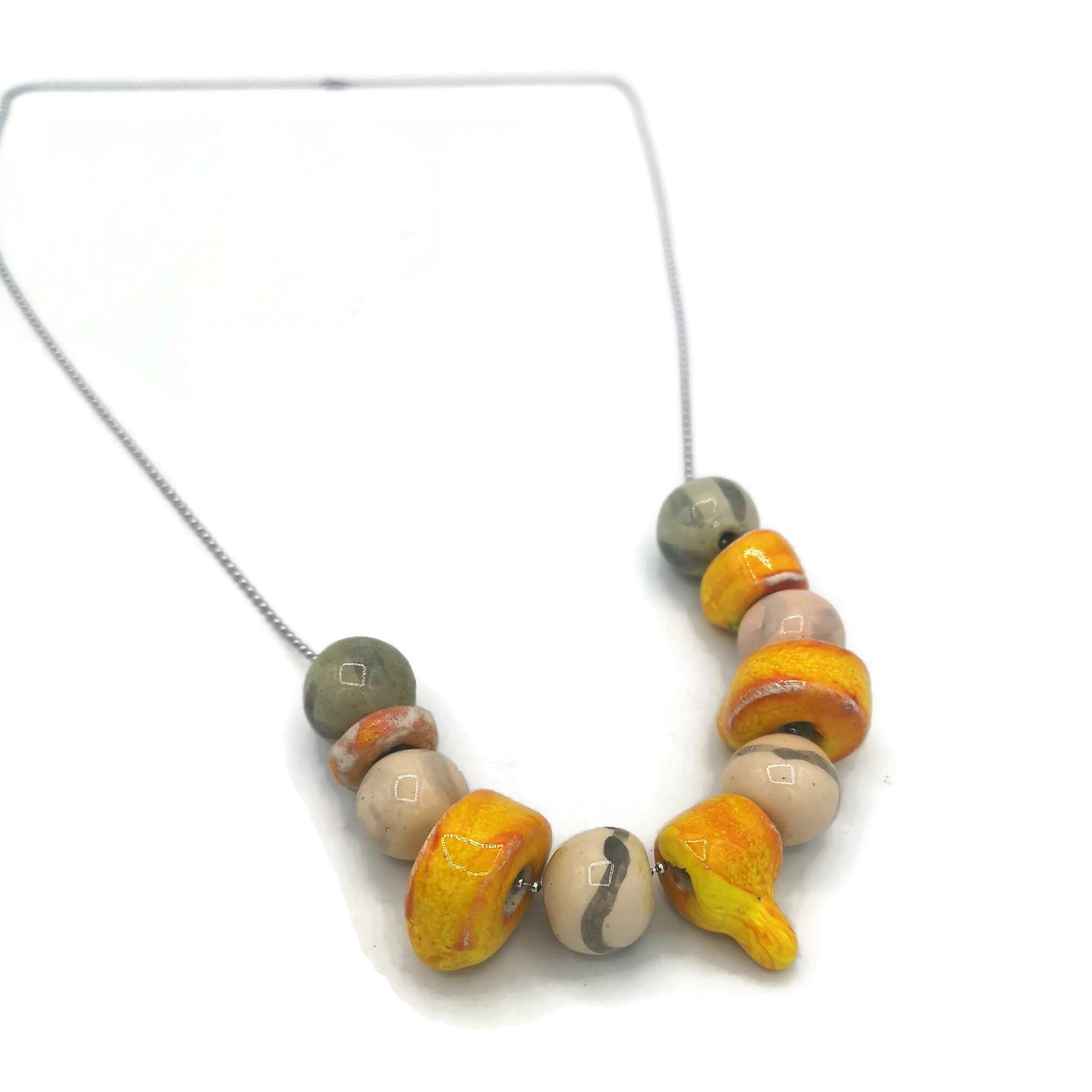 Colorful Beaded Necklace, Statement Aestethic Necklace, Mothers Day Gift From Daughter, Best Gifts For Her, 9th Aniversary Gift For Wife - Ceramica Ana Rafael