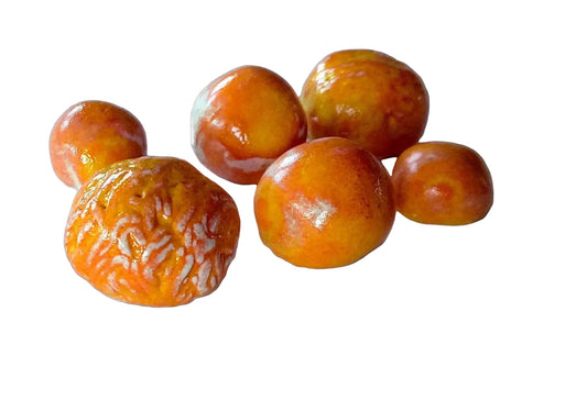 Cabujones naranjas redondos de cerámica hechos a mano de 6 piezas para la fabricación de joyas de arcilla, cuentas irregulares sin agujero, componentes de pendientes surtidos, artículo más vendido