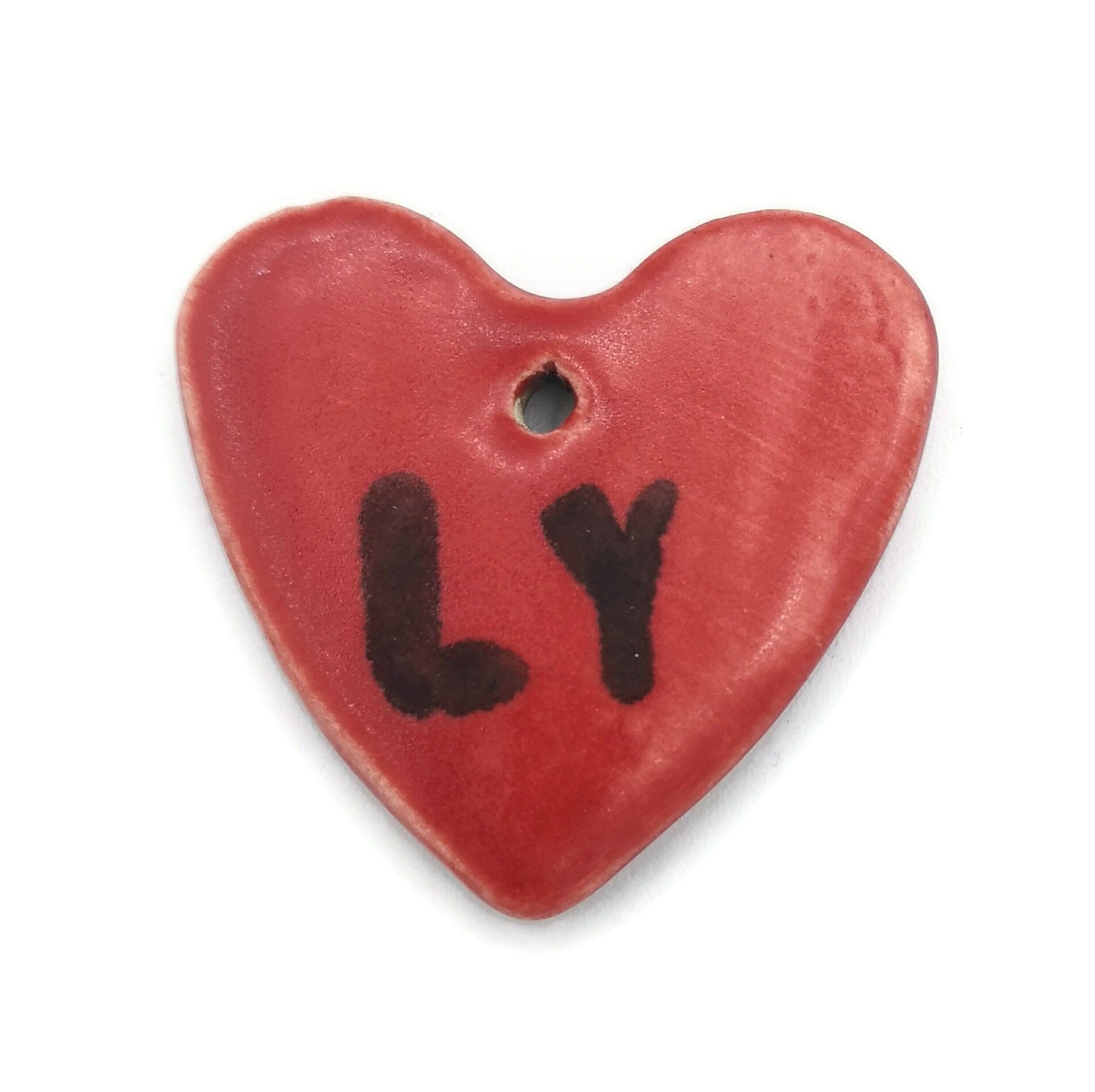 Handmade Ceramic Red Heart Charms For Jewelry Making, Love Charm Pendant For Necklace, Love You Clay Charms - Ceramica Ana Rafael