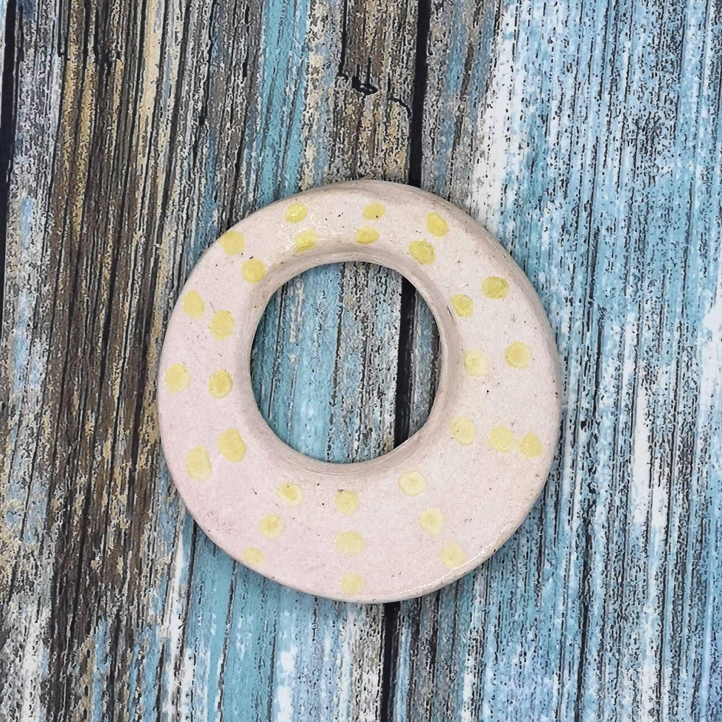 Ceramic Charms For Jewelry making, Geometric Pendant, Circle Shape Clay Pendant For Necklace, Handmade Large Donut Pendant, Clay charms - Ceramica Ana Rafael