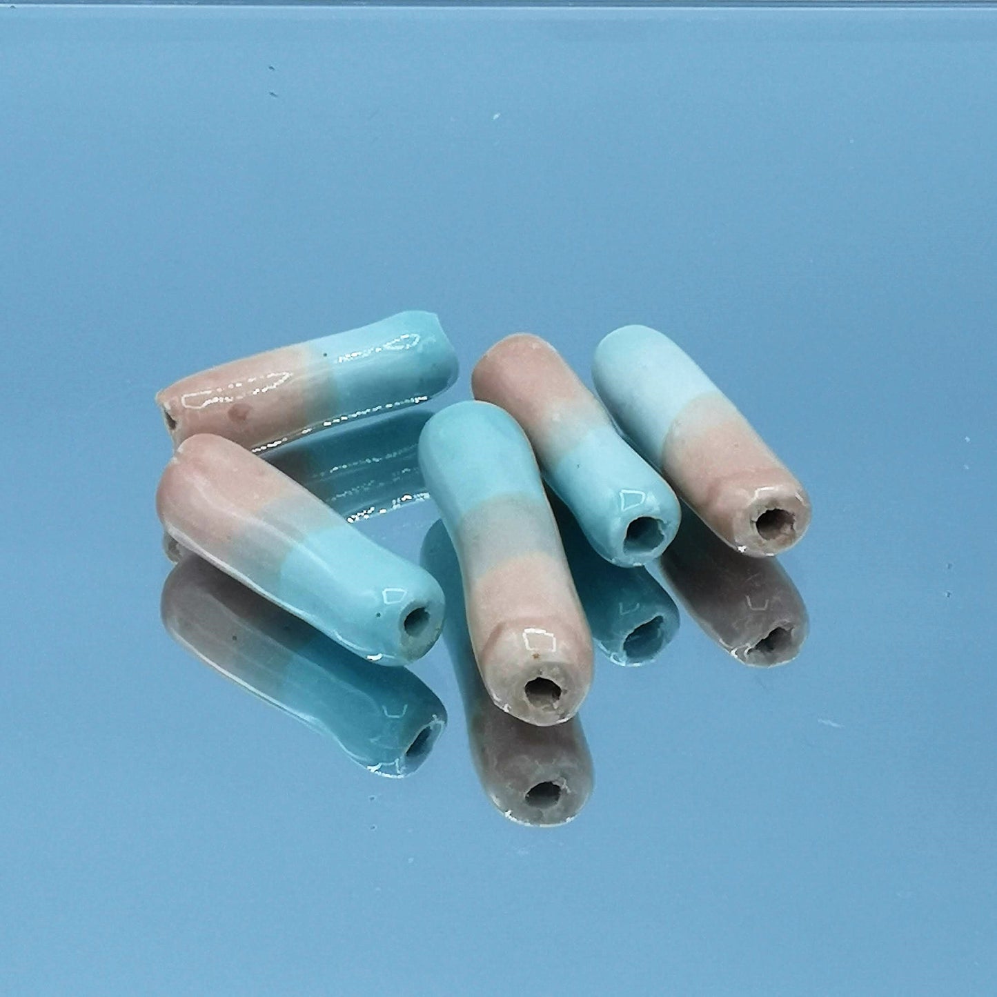 5Pc LONG TUBE BEADS For Jewelry Making, Clay Spacer Beads, Unique Ceramic Macrame Beads Handmade, Best Sellers - Ceramica Ana Rafael