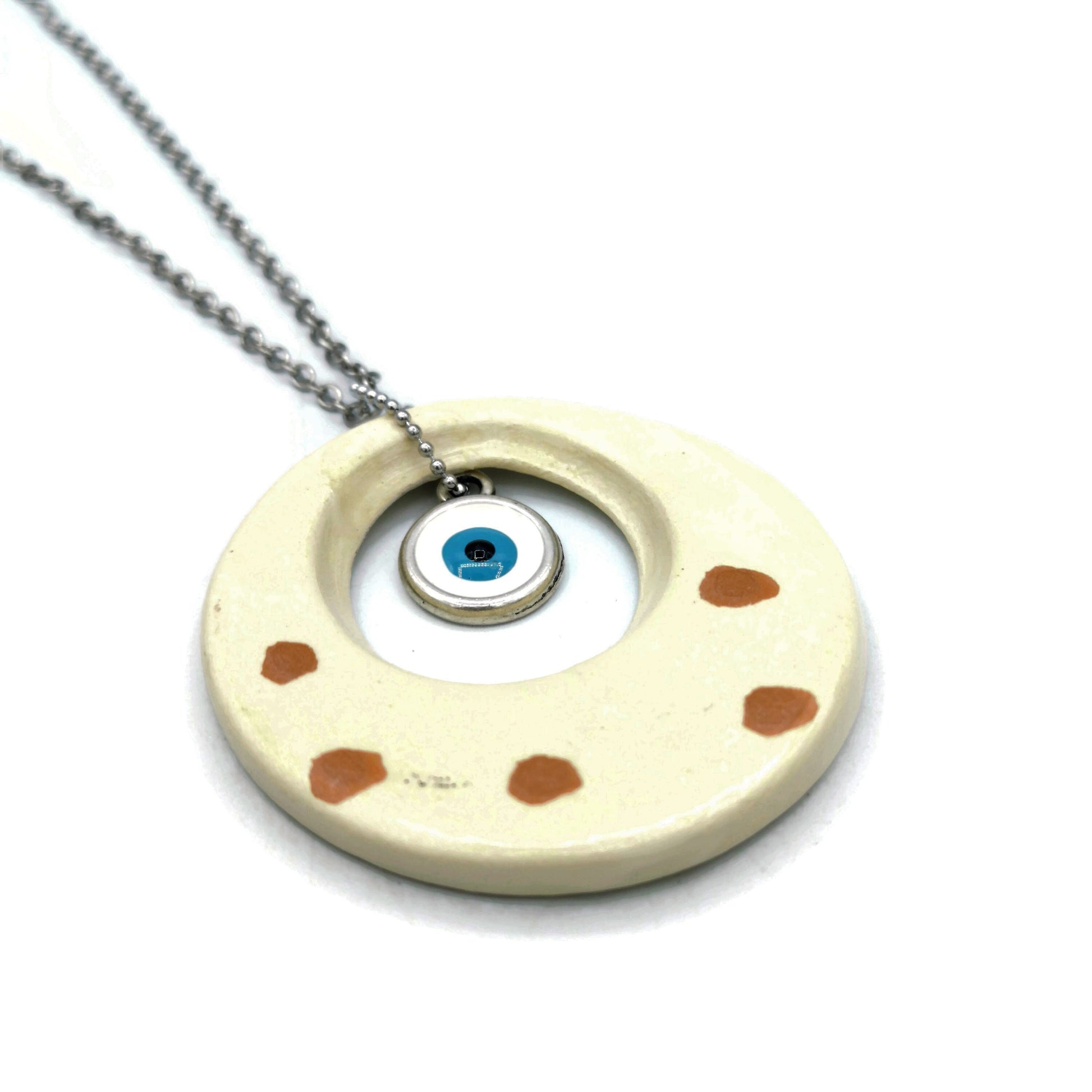 Large evil eye necklace for women, unique birthday gifts for sister, ceramic necklace pendant, 9th anniversary, Best Gifts For Her - Ceramica Ana Rafael